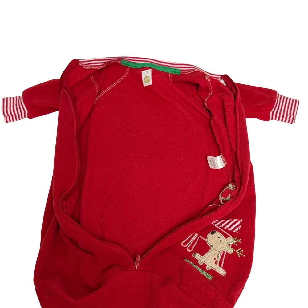 Carters Baby Red Fleece Reindeer Sleep Sack 0-9M Babys 1st Christmas Pajamas